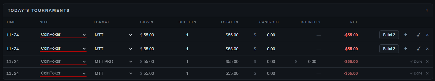 Completed tournament